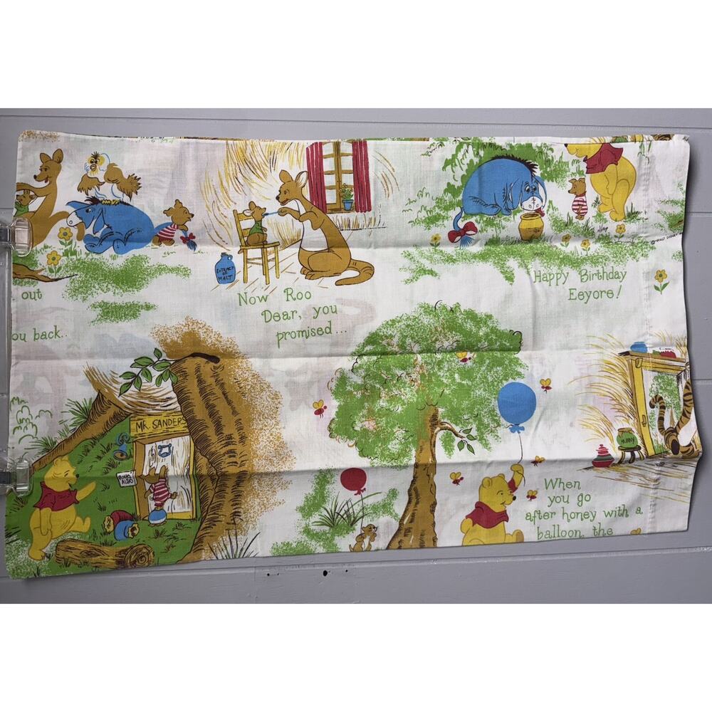 Vtg Disney Winnie the Pooh Pillowcase Happy Birthday Eeyore Sears Perma Prest